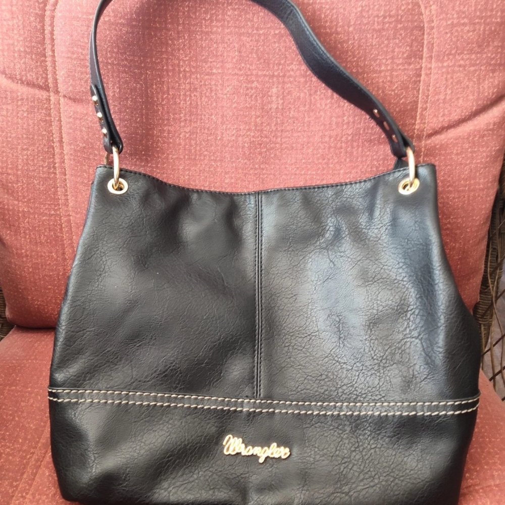 Wrangler By Montana West Faux Leather Shoulder Hobo Bag Black
